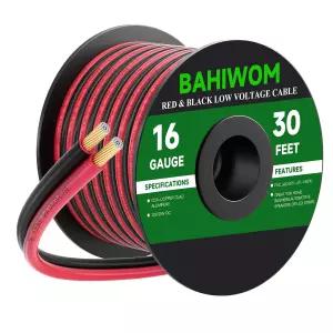 BAHIWOM 16 게이지 와이어 30FT 12V/24V DC 저전압 전기 2 도체 케이블 유연한 PVC 재킷 구리 클래드