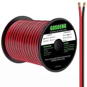GOSDENG 18 게이지 와이어 100FT 2개의 도체 전기 빨간색 및 검은색 케이블 저전압/PVC 18AWG 구리 클래드