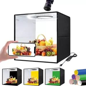 OBEST 라이트 박스 사진 미니 포토 부스 16인치×16인치 / 40cm 전문 접이식 제품 160 LED 조명 하이 CRI