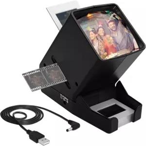 CAMEDAFLX SV3 35mm 슬라이드 및 필름 뷰어 3배 확대 LED 조명 보기 기능을 갖춘 네거티브 USB 또는 배터리