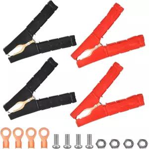 점퍼 케이블 클램프 4인치 헤비 듀티 순수 구리 배터리 자동차 충전 5AWG 12V/24V/36V 4팩 이하 전원