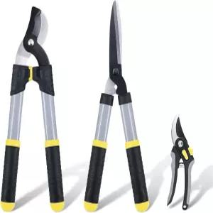 콜웰트 로퍼스 헤지 클리퍼스 가든 시어 3Pcs 17인치 바이패스 가지 커터 및 프러너가 포함된 컴팩트 세트