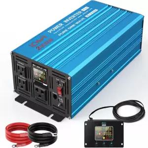 3개의 AC 콘센트가 있는 LCYMW 2000W 순수 사인파 인버터 DC 24V 110V/120V 4000와트 피크 전력 차량용 홈
