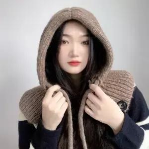 TBZ 니트후드 브라운 겨울패션 넥워머 목도리 방한넥워머 넥워머목토시 방한넥워머