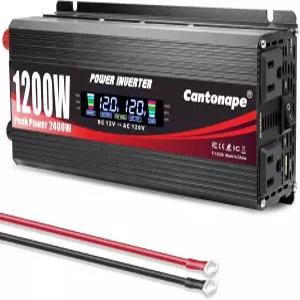 캔톤테이프 1200W/2400W 피크 파워 인버터 DC 12V 110V/120V AC 컨버터 LCD 디스플레이 듀얼 콘센트 3.0A