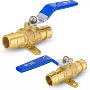 Foskan 3/4인치 황동 PEX 확장 드롭 이어 볼 밸브 블루 핸들 냉온수 분배용 풀 포트 차단 2개입