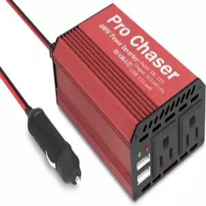 프로 체이서 400W 자동차 파워 인버터 - 듀얼 AC 콘센트와 6.2A USB 포트가 있는 DC 110V 컨버터 여행 캠핑