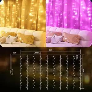[정품] Amadecohome 색상 변경 커튼 조명, 핑크 방 장식 8가지 모드 LED 스트링 정원, 십대 소녀방, 파티,