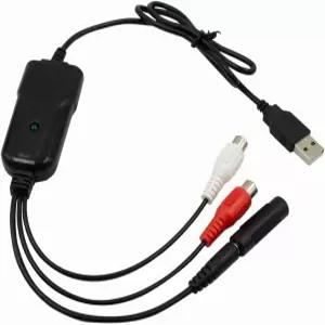 Wiistar USB20 오디오 캡처 카드 RCA L/R+35mm 최대 96kHz 웨이브/MP3로 테이프 MD CD 플레이어 포노