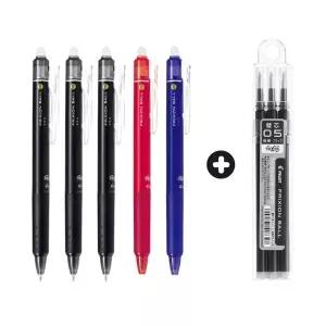 (매장정품)파이롯트 프릭션 노크 볼펜 0.5mm 검정 3자루+빨강 1자루+파랑1자루+리필(검정3입) 1개