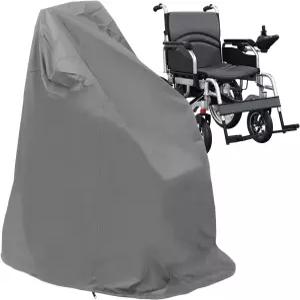 무 휠체어 커버 전동 지퍼 및 스트링 420D 방수 비바람 먼지 자외선 차단 394L x 295W 394H 그레이