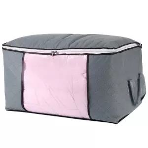 [정품] Combocube 이불 보관 가방, 대형 투명 창과 운반 손잡이가 있는 지퍼 백, 옷장, 담요, 베개, 퀼트,