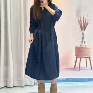엘럽 여사친 원피스 여름 정장 린넨 칠부 벨트 반오픈 풀오버 솔리드 롱스커트 원템2