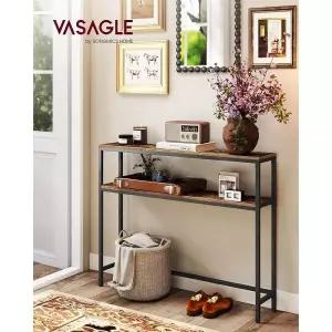 [정품] VASAGLE 콘솔 테이블, 선반 2개가 있는 2단 좁은 소파 19.9 x 99.4 81.5cm(7.9 39.4 31.5인치), 거