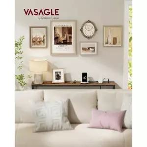 [정품] VASAGLE 전원 콘센트가 있는 콘솔 테이블, 슬림 소파 14.9 x 99.4 80.9cm(5.9 39.4 31.5인치), 후크