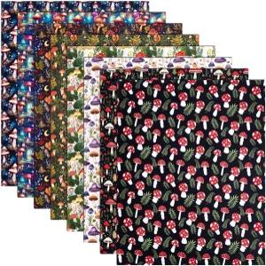 PH PandaHall 8pcs 버섯 면직물 잎 퀼팅 직물 산림 식물 패치워크 DIY 공예 스크랩북 홈 데코용 목재