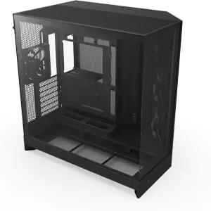 H9 Flow 대형 듀얼 챔버 ATX 미드 타워 공기 흐름 PC 케이스 40mm 3개 및 팬 라디에이터 지원 강화 유리