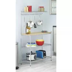 [정품] Whitmor 슈프림 Supreme Baker's Rack with Food Safe 이동식 우드 도마 - 금속 917137