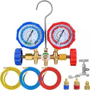 R134a R12 R22 R502 3방향 자동 HVAC 진단 게이지용 Nilight A/C 매니폴드 게이지 세트 퀵 커플러 5FT 호스