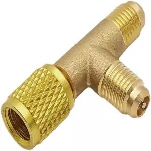 런씨웨이 1Pc 퀵 커플러 액세스 티 1/4인치 SAE 밸브 코어 어댑터 R22 R12 R134 HVAC 게이지 딥 진공 펌프