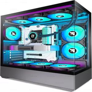 FOIFKIN F1 PC 케이스 - 사전 설치된 6 PWM ARGB 팬 ATX 미드 타워 게이밍 타입-C 360mm 라디에이터 지원