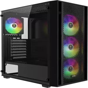 강화 유리가 장착된 GAMDIAS ATX 미드 타워 컴퓨터 PC 케이스 4X 120mm ARGB PWM 팬 게이밍 최대 6X 지원