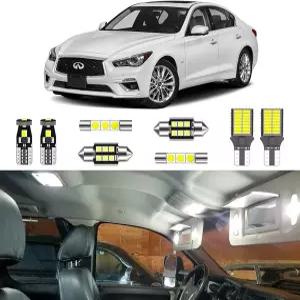 LIGHSTA 10PCS 초밝은 흰색 LED 실내 조명 키트 패키지 - Infiniti Q50 2014 2015 2016 2017 2019 2020