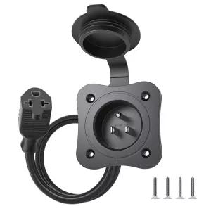 STARLLO 20A AC 포트 플러그 12AWG RV 해안 전원 흡입 방수 커버 16인치 연장 코드가 있는 튼튼한 5-in-1