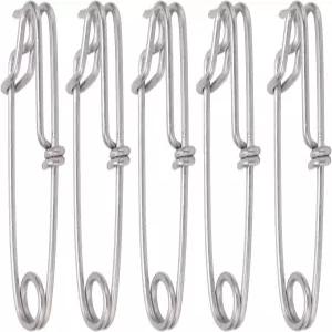 VBESTLIFE 5PCS 롱라인 낚시 스냅 클립 스테인리스 스틸 커넥터 서핑 위한