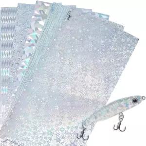 슈퍼핀딩 6PCS/8PCS 낚시 루어 테이프 반사 스티커 홀로그램 물고기 비늘 및 DIY 태클 제작 금속 미끼용