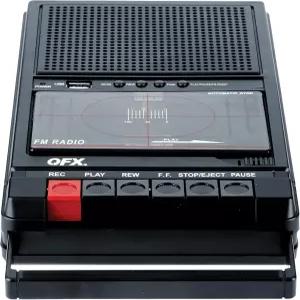 QFX RETRO-39 휴대용 슈박스 카세트 테이프 레코더 - USB-카세트 레코딩 내장 마이크 3.5인치 블루투스
