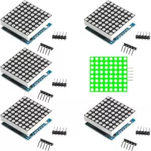 5PCS MAX7219 8x8 도트 매트릭스 LED 디스플레이 모듈 5V 5핀 인터페이스 DIY 키트 아두이노 및 프로젝트용
