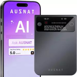 AUSNAT AI 음성 녹음기 라이브 전사 디스플레이가 있는 노트 프로 및 요약 APP 제어 250개 언어 지원 회의