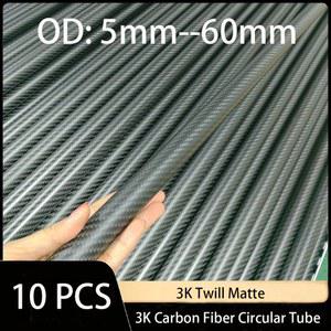 카본지 10PCS OD 5MM 3K 탄소 직물 튜브 60MM 500MM 원형 섬유 매트 파이프 고경도 길이