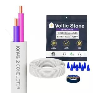 볼틱 스톤 18/2 0-10V 디밍 디머 LED 스위치 와이어 트루 게이지 18 AWG 솔리드 베어 구리 제어 케이블 ETL