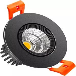 InShareplus 2인치 LED 다운라이트 3W 오목 조명 COB 디머블 5000K 일광 화이트 CRI80 블랙 트림