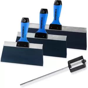 Blue Steel Pro 칼 3개입 건식벽체 마감 키트 Advance Equipment MFG Co. 유연한 블루 스프링 스틸