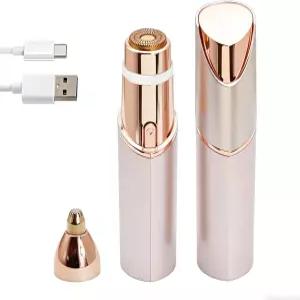 여성용 페이셜 헤어 리무버 코털 눈썹 트리머 면도기 2 in 1 바디 LED 라이트 USB 충전식 내장