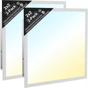 ZYTSSOR 2x2 LED 플랫 패널 라이트 상업용 드롭 천장 트로퍼 2팩 15W？40W 와트 선택 가능 5CCT 3500K？650K