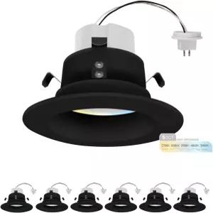 NUWATT 6팩 블랙 MR16 LED 리트로핏 오목 조명 4인치 12V 5CCT 2700K/3000K/3500K/4000K/5000K 660LM 10W