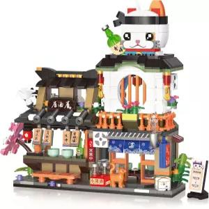 스트리트 뷰 이자카야 상점 미니 빌딩 블록 세트 MOC 귀여운 809 PCS 시뮬레이션 건축 시공 성인 소녀를