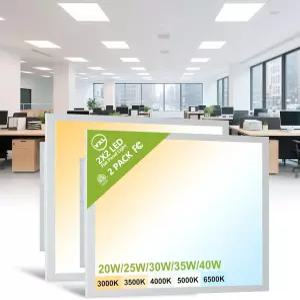 2팩 2x2 LED 플랫 패널 라이트 드롭 천장 조명기구 5200LM 5CCT 표면 마운트 사무실 40W/35W/30W/25W/20W