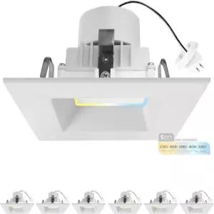 NuWatt 4인치 MR16 LED 리트로핏 오목 조명 사각 트림 27K/30K/35K/40K/50K 5CCT 선택 가능 10W 660LM 디밍