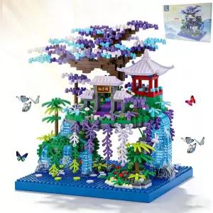 비고 복숭아꽃 연못 건축 트리 하우스 빌딩 키트 세트 벚꽃 블록 사쿠라 발렌타인 선물 연인 746PCS