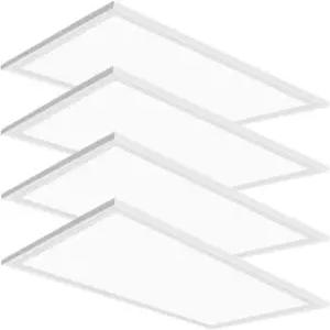 4팩 2x4 LED 플랫 패널 라이트 드롭 천장 조명기구 7800LM 5000K 사무실용 0-10V 디밍 가능한 오목