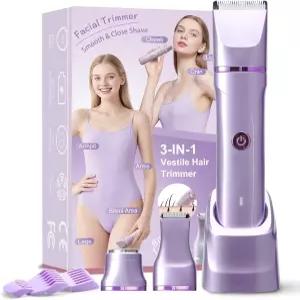 여성용 비키니 트리머 3-in-1 전기 면도기 IPX7 방수 충전식 무선 펍 머리 얼굴 겨드랑이 다리
