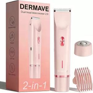 비키니 면도기 - 무선 전기 습식 및 건식 듀얼 헤드 세척 가능 세라믹 블레이드 USB 충전식 여행용 휴대용