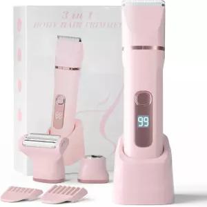 여성용 파노배 3-in-1 비키니 트리머 - 충전 도크가 있는 전기 면도기 및 바디 헤어 USB-A에서 C7 케이블
