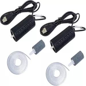 에어 스톤과 싱글 콘센트 실리콘 튜브 1W로 산소를 절약하는 미니 USB 어항 펌프 초사일런트 공기 2세트