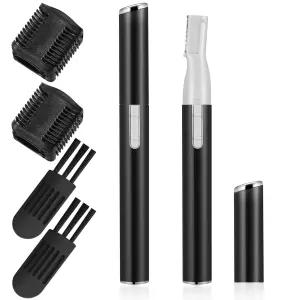 추미아 2pcs 전기 눈썹 트리머 여성 정밀 얼굴 면도기 미니 빗 크리스마스 선물 배터리 작동식 목 퍼즈 립